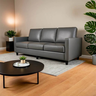 Berton Faux Leather Sofa (Colour: Grey, Black, Beige)