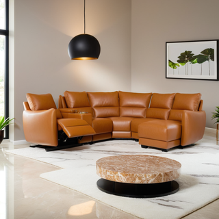 Tetsuya Genuine Leather Recliner Sectional Sofa