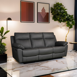 Atria Genuine Leather Manual Recliner Sofa