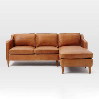 Jermaine L-shaped Light Brown Faux Leather Sofa Singapore