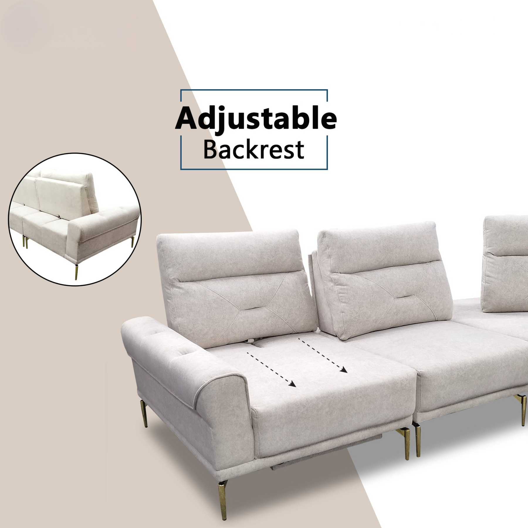 Kai Fabric Adjustable Legrest & Backrest Corner Sofa by Esteller (Pet Friendly & Easy Clean)