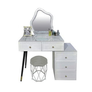 Lakelyn White Extendable Dressing Table Set with Jade Stone Top Singapore