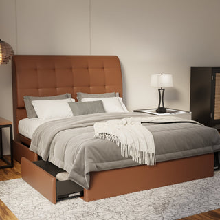 Haldor Faux Leather Drawer Bed Frame (Pet Friendly) by Esteller