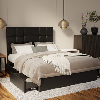 Elara Genuine Leather Drawer Bed By Esteller