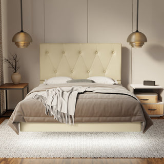Valen Genuine Leather Floating Bed Frame (With LED) By Esteller