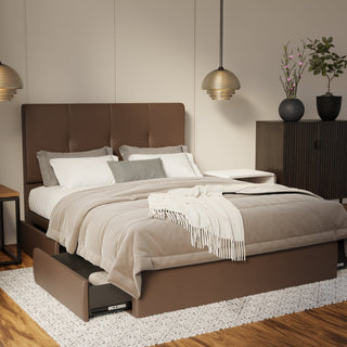Lyra Genuine Leather Drawer Bed By Esteller