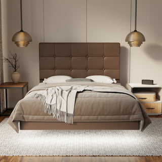 Theron Genuine Leather Floating Bed Frame (With LED) By Esteller