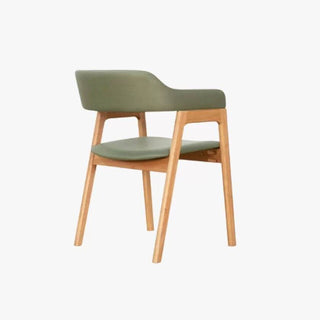 Lily Green Leathaire Wooden Dining Chair with Arms Singapore