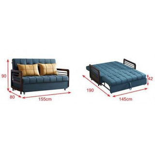 Lottie Leathaire Sofa Bed with Wooden Armrest in Teal Singapore