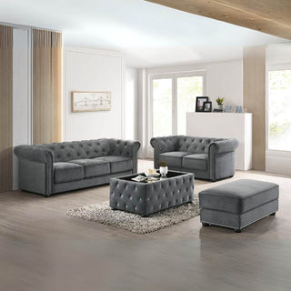 Machiko Living Room Set (3+2 Chesterfield Fabric Sofa + Ottoman + Coffee Table) Singapore