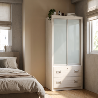 Mandolin White-Wash Sliding Wardrobe