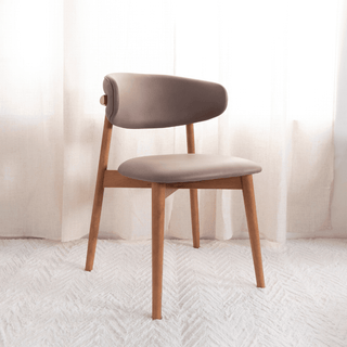 Marlow Grey Leathaire Wooden Dining Chair Singapore