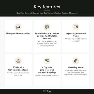 Amoria Leather Sofa - Key features