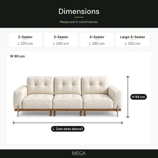 Amvessa Leather Sofa - Dimensions