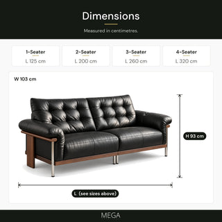 Ardanis Leather Sofa - Dimensions