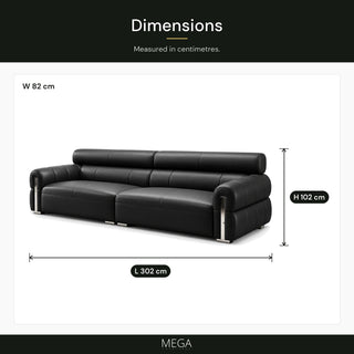 Bellorin Genuine Leather Sofa - Dimensions