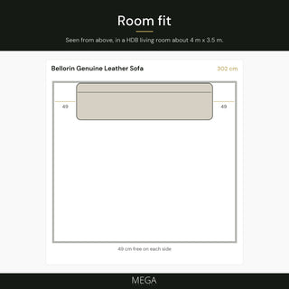 Bellorin Genuine Leather Sofa - Room fit