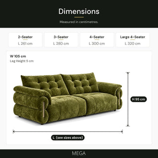 Bellvante Fabric Sofa - Dimensions