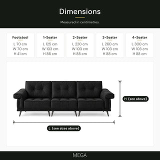 Bravessa Fabric Sofa - Dimensions