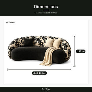 Caelora Fabric Sofa - Dimensions