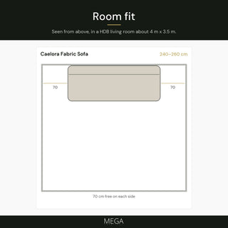 Caelora Fabric Sofa - Room fit