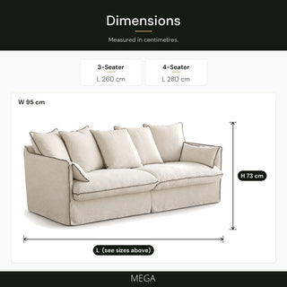 Caelvoro Fabric Sofa - Dimensions