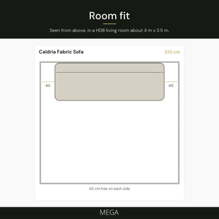 Caldria Fabric Sofa - Room fit
