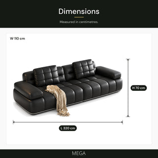 Caldria Leather Sofa - Dimensions