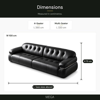 Caslina Leather Sofa - Dimensions