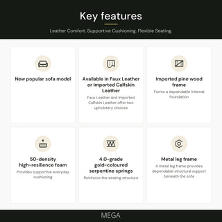 Corvellae Leather Sofa - Key features