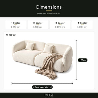 Corvinto Fabric Sofa - Dimensions