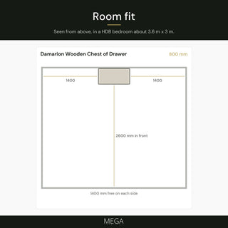 Damarion Wooden Chest of Drawer (5 Drawers) - Room fit