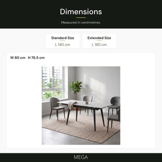Damarra Extendable Dining Table - Dimensions