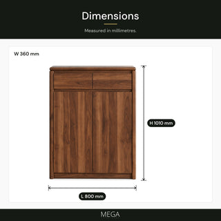 Elvenza 2-Door Shoe Cabinet - Dimensions