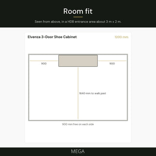 Elvenza 3-Door Shoe Cabinet - Room fit