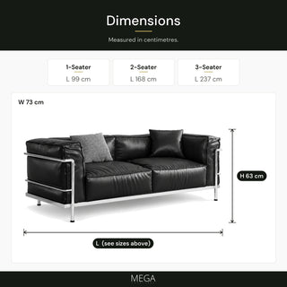 Fenrova Leather Sofa - Dimensions