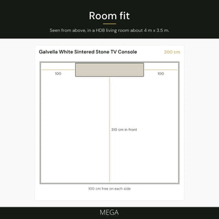 Galvella White Sintered Stone TV Console - Room fit