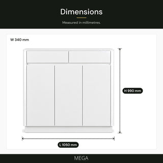 Harvella 3-Door Shoe Cabinet (105cm) - Dimensions