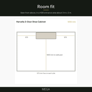 Harvella 3-Door Shoe Cabinet (105cm) - Room fit