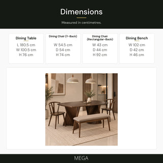 Ismoria Wooden Dining Table Set - Dimensions
