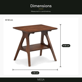 Jorlenza Wooden Side Table - Dimensions