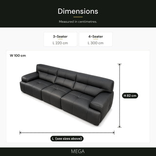 Jorvello Leather Sofa - Dimensions