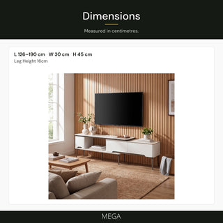 Laveno Extendable TV Console - Dimensions