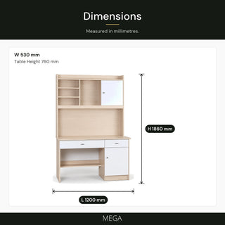 Lumavelle Study Table - Dimensions