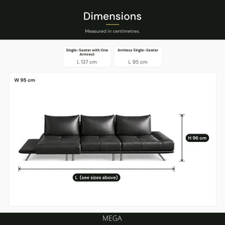 Luranto Leather Sofa - Dimensions
