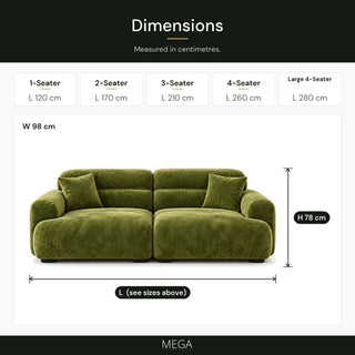 Marcellin Fabric Sofa - Dimensions