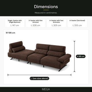 Myrano Fabric Sofa - Dimensions