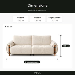 Myrelle Fabric Sofa - Dimensions
