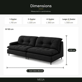Myvessa Fabric Sofa - Dimensions