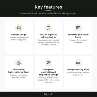 Myvessa Leather Sofa - Key features
